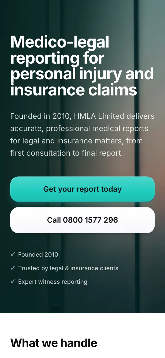 The HMLA website on a phone