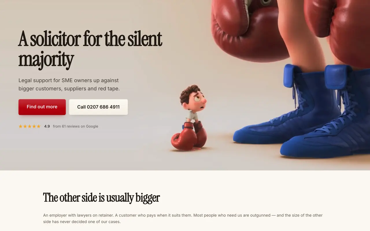 The JCLM Solicitors website on a desktop screen