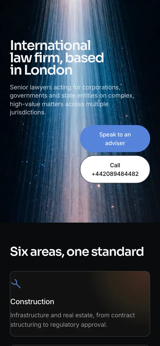 The Osiris Law website on a phone